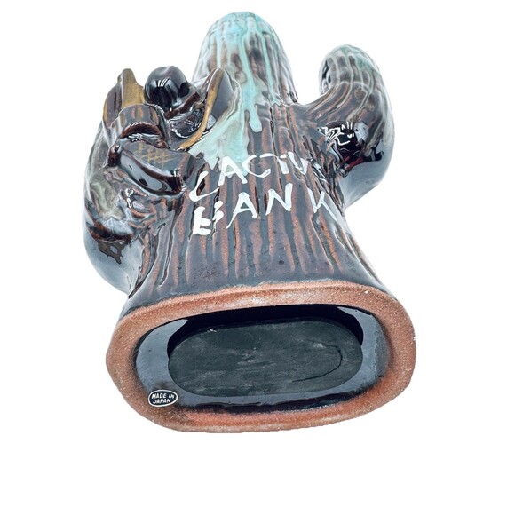 Vintage Cactus Bank w Original Stopper Southwest Design w Gun & Hat Japan - Picture 6 of 9